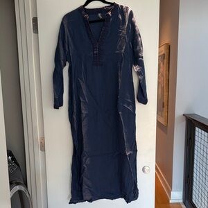Navy Blue Linen Women's Dress